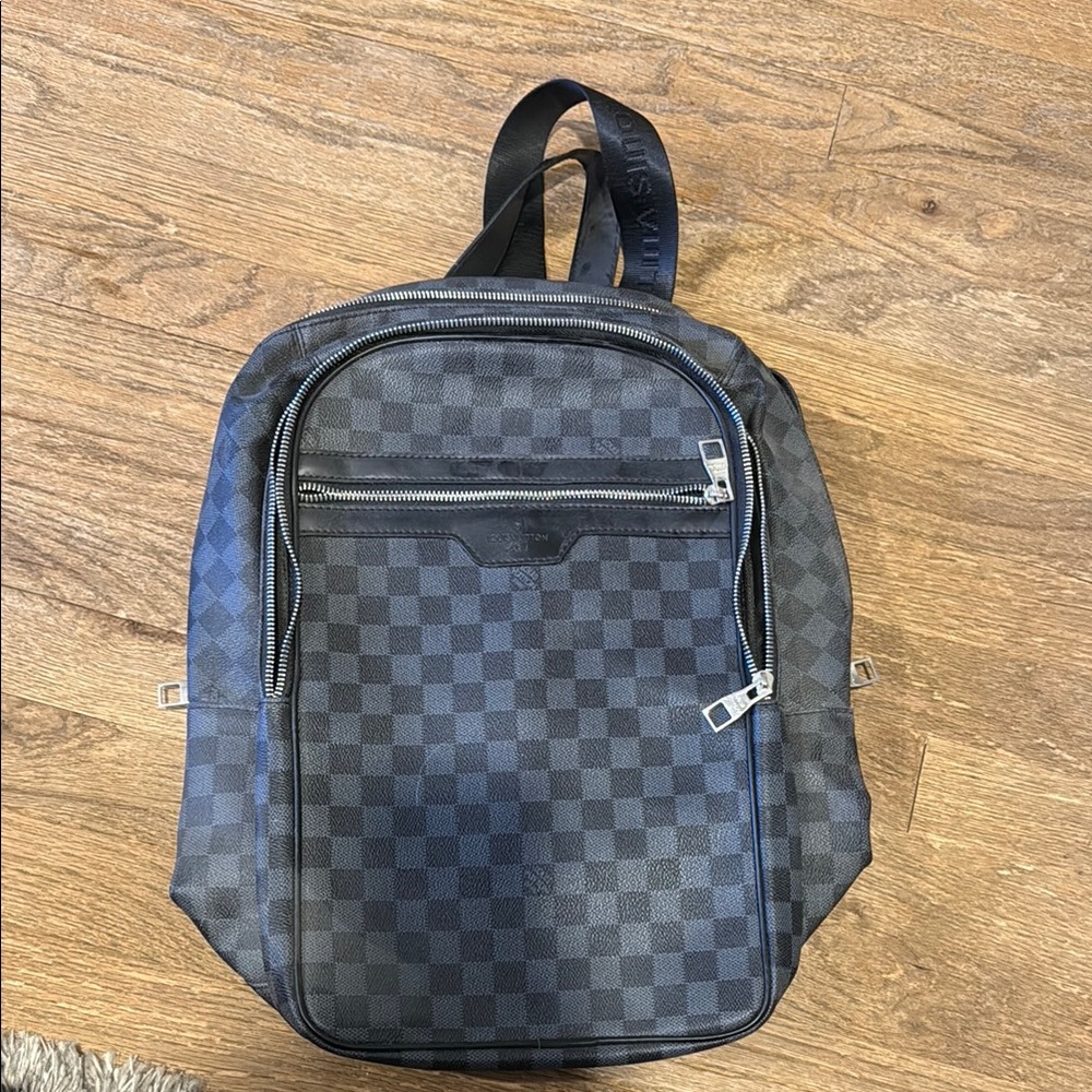 Black and Gray Checkered Backpack